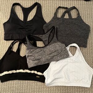 Sports Bra Bundle (5) - Sized Medium (black, white and grey)